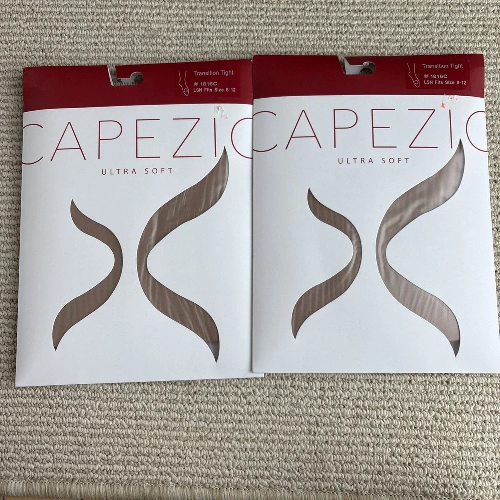 2 Capezio Ultra Soft Transition Tights Suntan Size 8-12 Dance Ballet #1816C